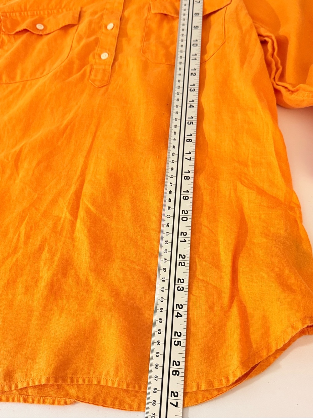 Ralph Lauren Orange Linen Button-Front Shirt - Picture 5 of 5